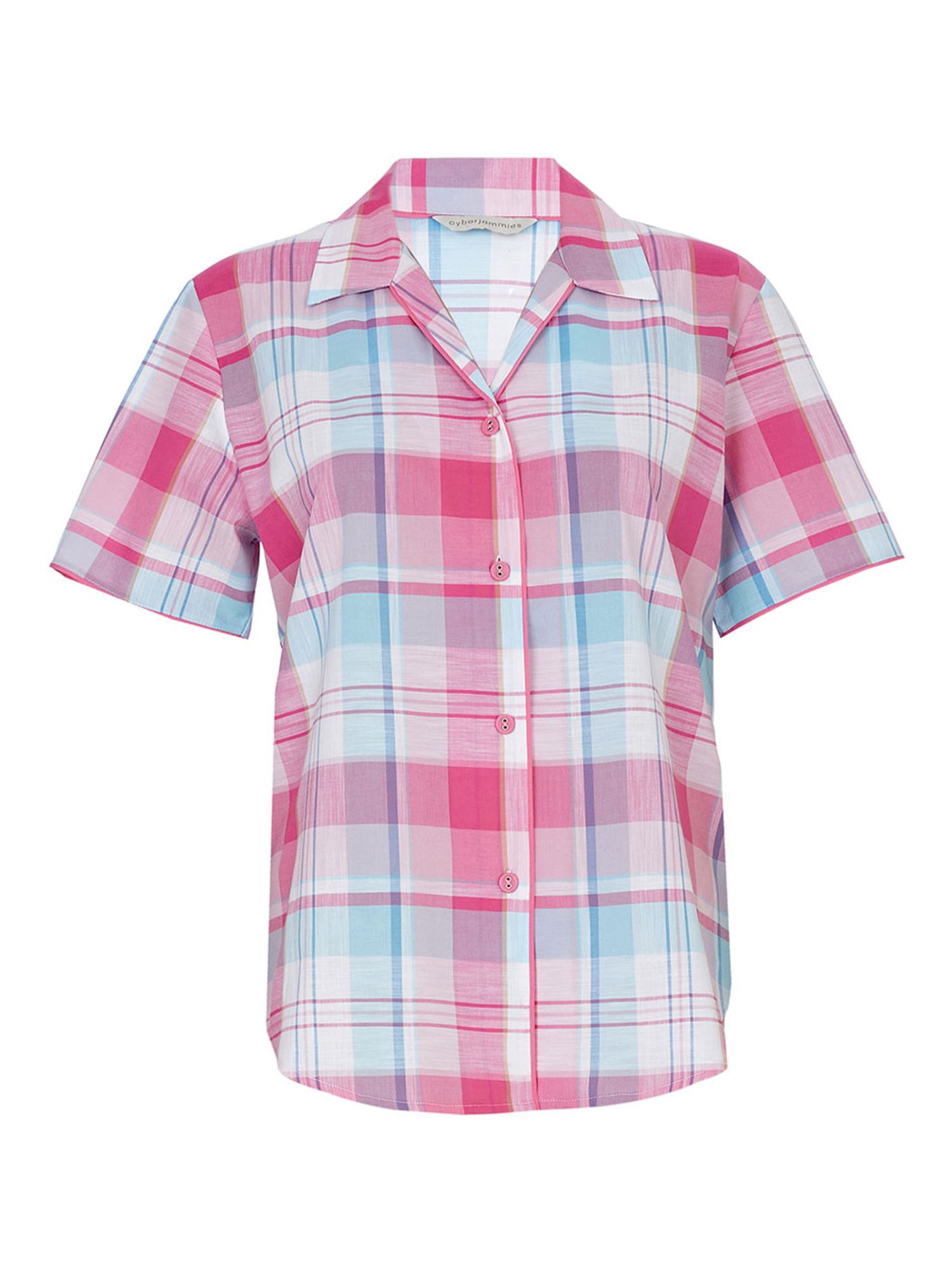 Buy Cyberjammies Shelly Check Short Sleeve Pyjama Top, Pink Online at johnlewis.com