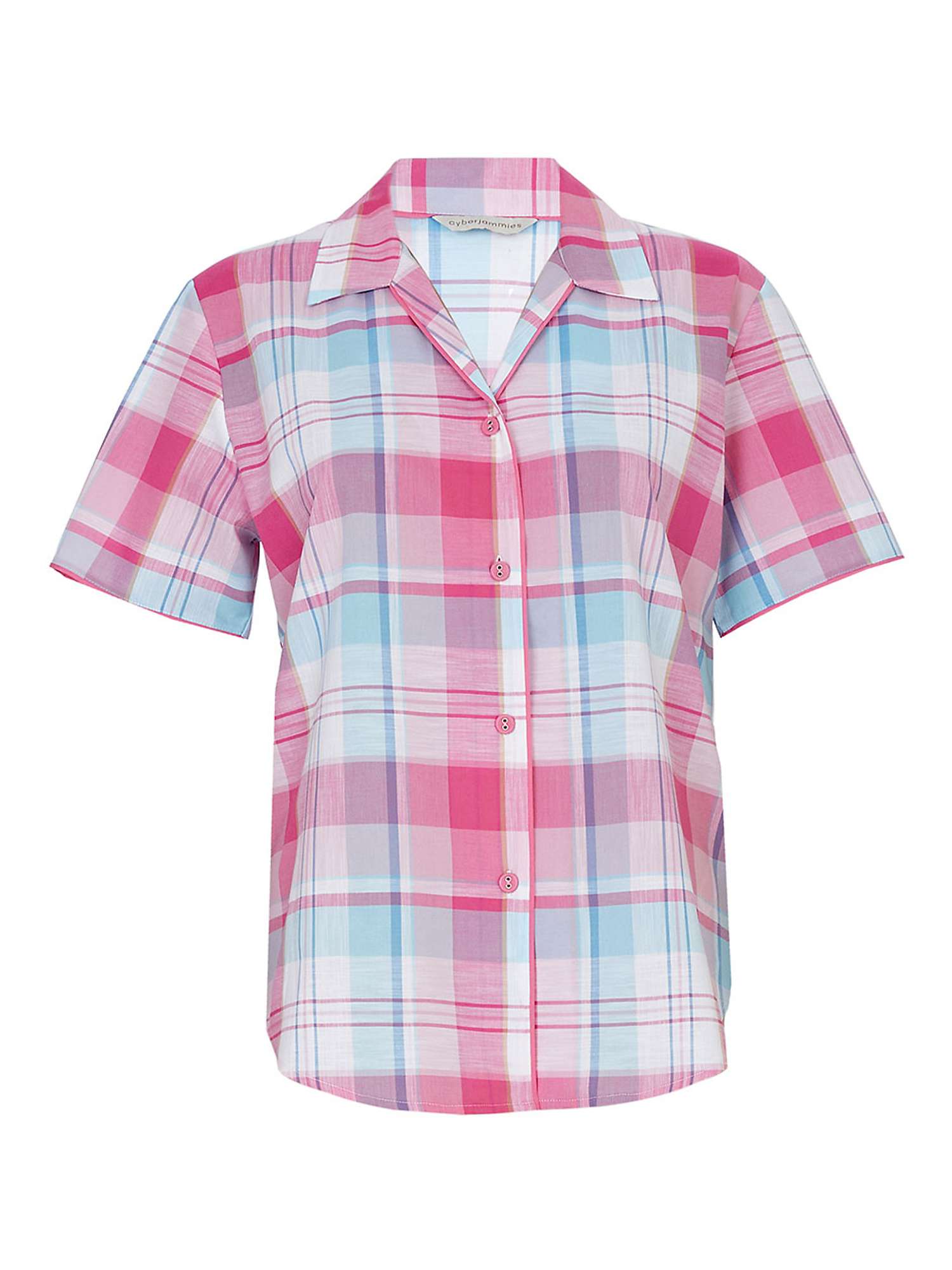 Buy Cyberjammies Shelly Check Short Sleeve Pyjama Top, Pink Online at johnlewis.com