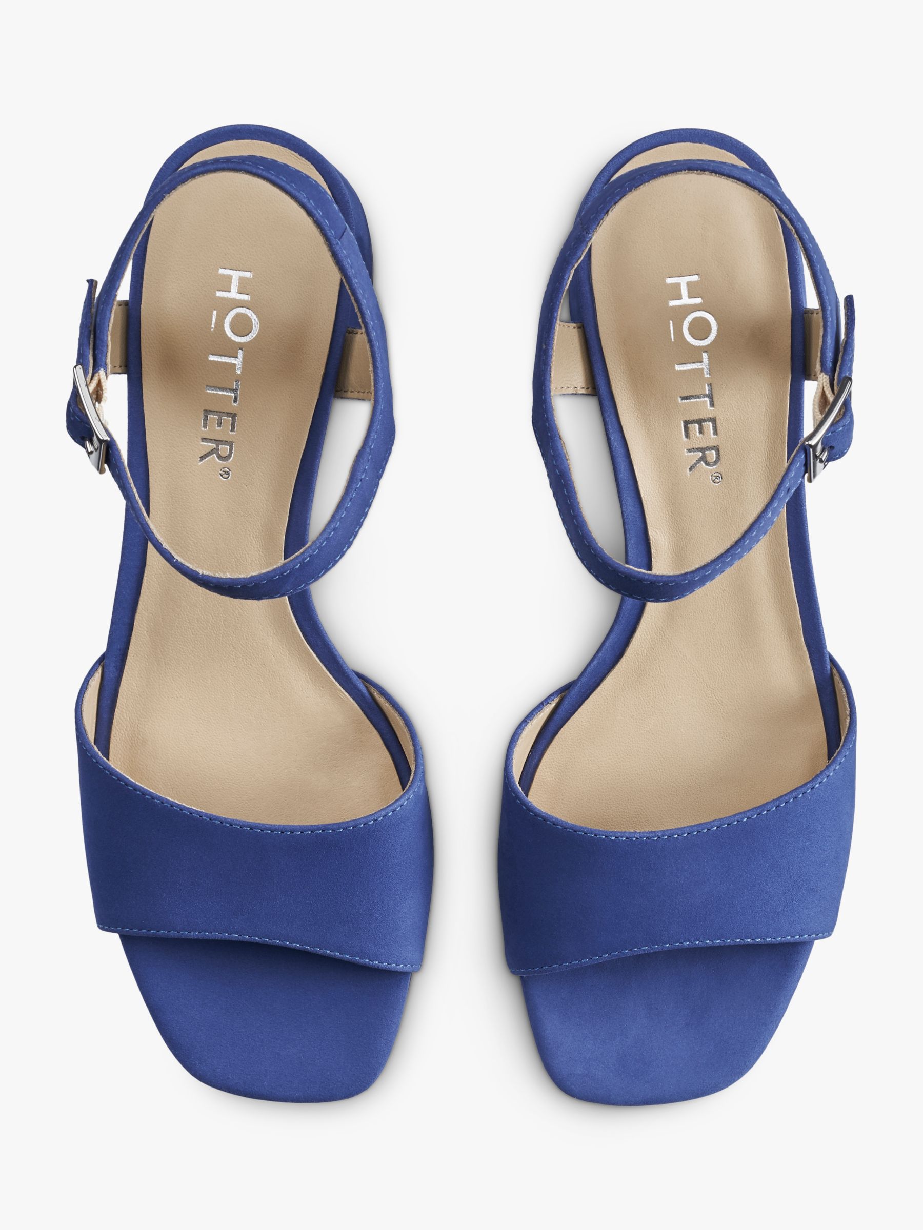 Buy Hotter Amalfi Nubuck Block Heeled Sandals, Cobalt Blue Online at johnlewis.com