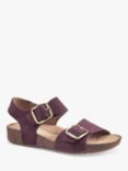 Hotter Tourist II Classic Cork Wedge Sandals, Damson