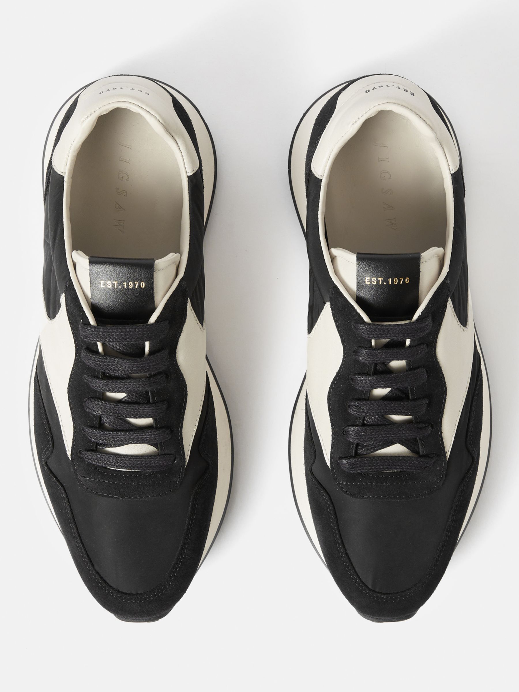 Buy Jigsaw Finsbury Runner Style Trainers, Black/White Online at johnlewis.com