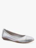 Hotter Ivy Wide Fit Textured Ballerina Pumps, Silver