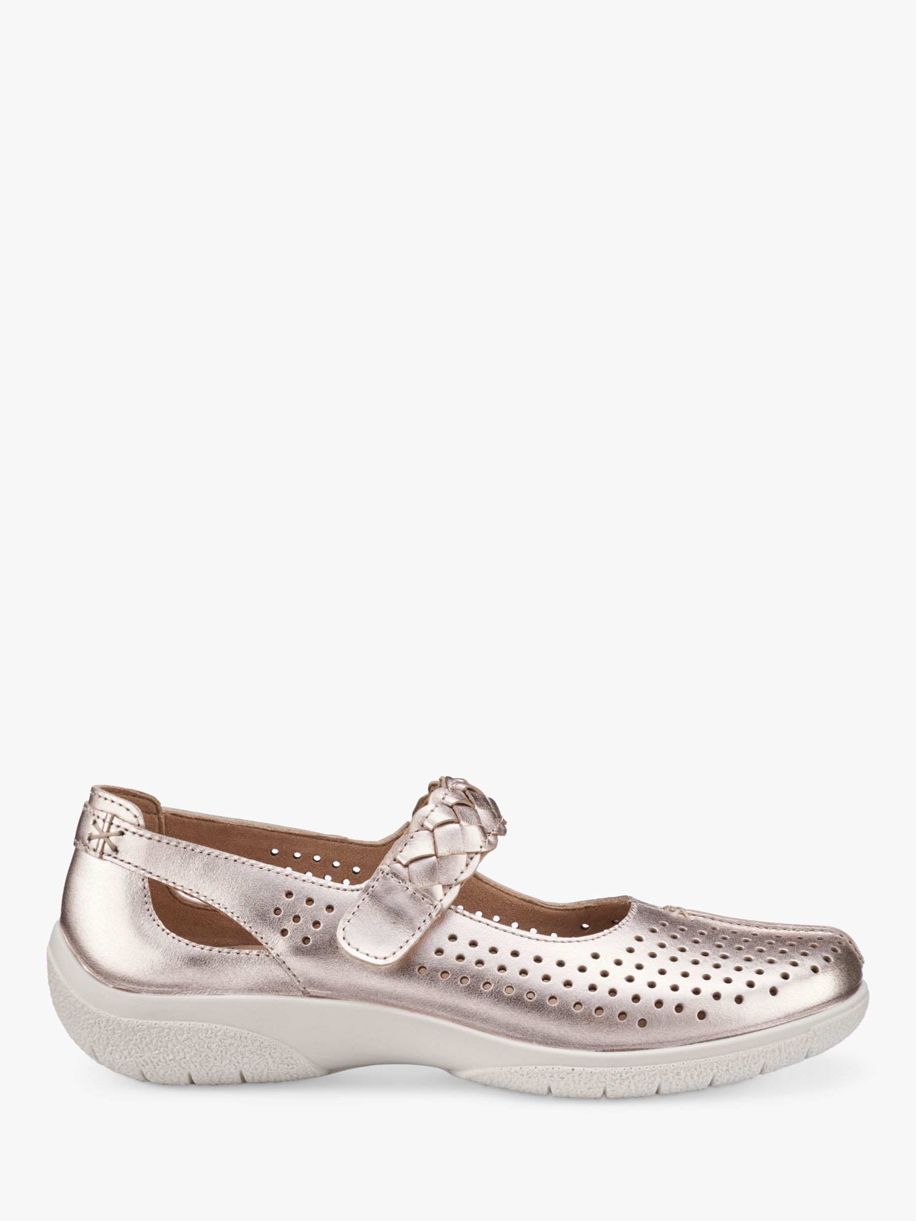 Buy Hotter Quake II Perforated Leather Mary Jane Shoes, Soft Gold Online at johnlewis.com