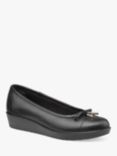 Hotter Paloma Low Wedge Leather Pumps, Black