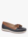 Hotter Bay Leather Moccasin Boat Shoes, Navy/Tan