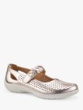 Hotter Quake II Extra Wide Fit Perforated Leather Mary Jane Shoes, Soft Gold