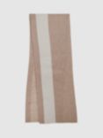 Reiss Beatrix Colour Block Linen Blend Scarf, Camel/Cream