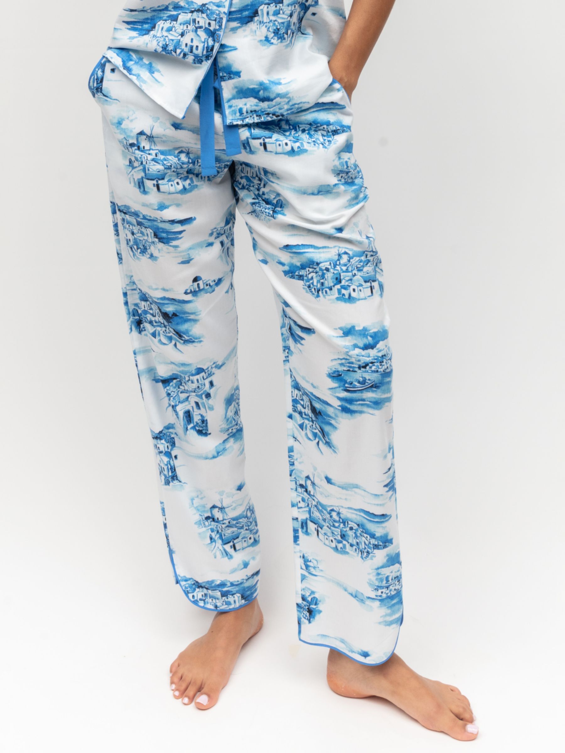 Cyberjammies Donna Santorini Pyjama Bottoms, White/Blue, 28