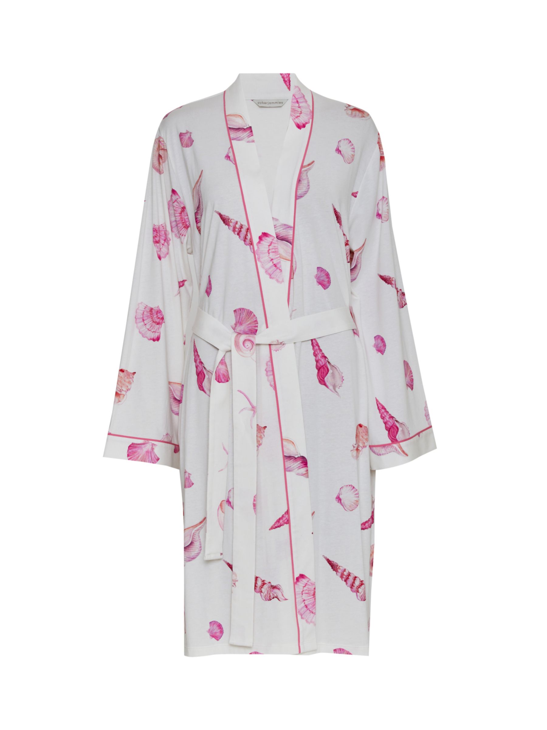Cyberjammies Shelly Shell Printed Jersey Dressing Gown, Cream/Pink, 28