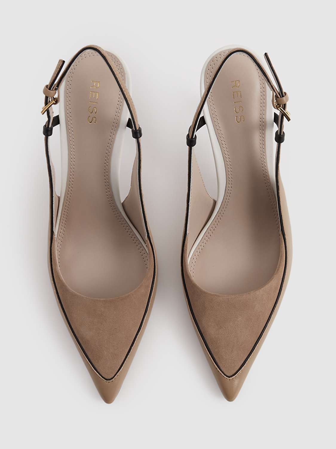 Buy Reiss Leena Leather and Suede High Heel Court Shoes, Nude Online at johnlewis.com