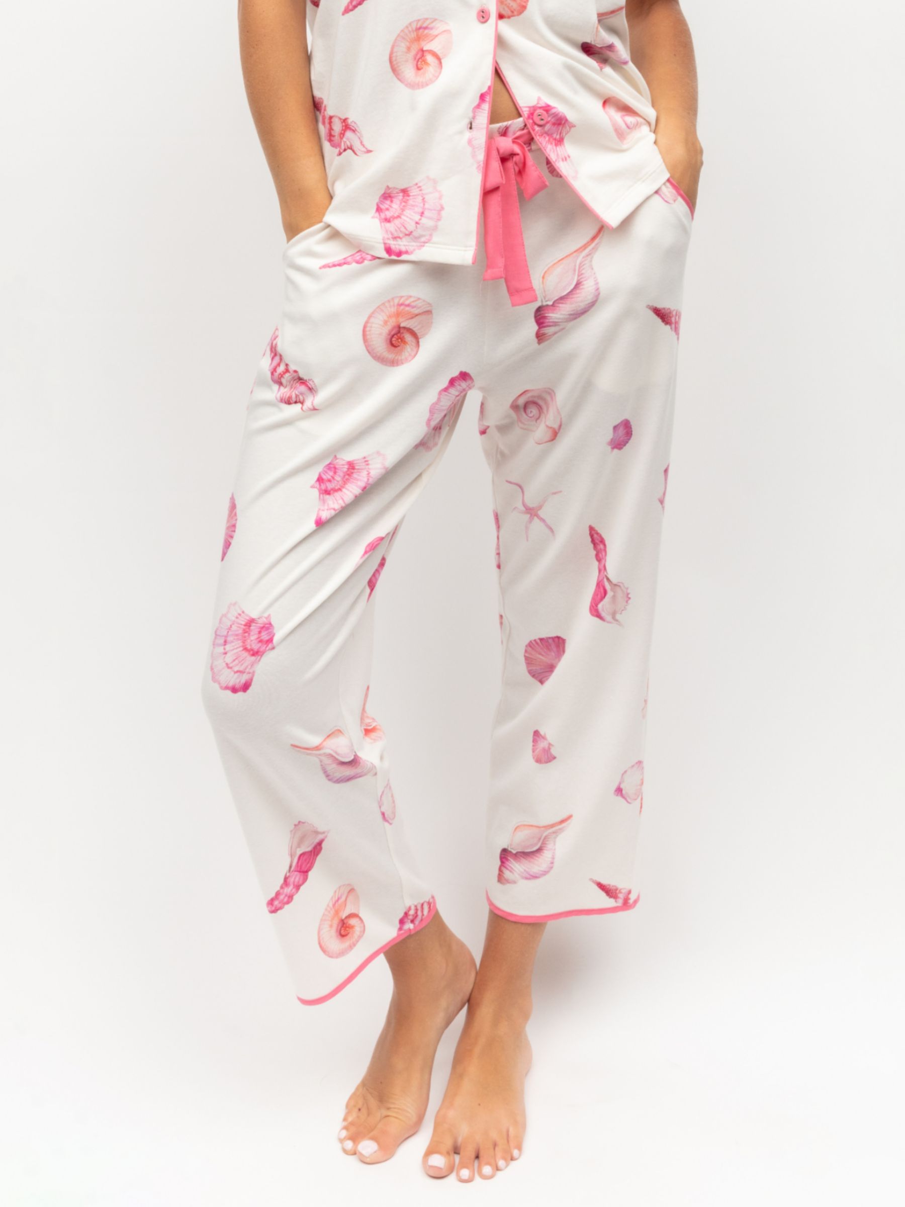 Buy Cyberjammies Shelly Shell Print Jersey Cropped Pyjama Bottoms, Cream Online at johnlewis.com