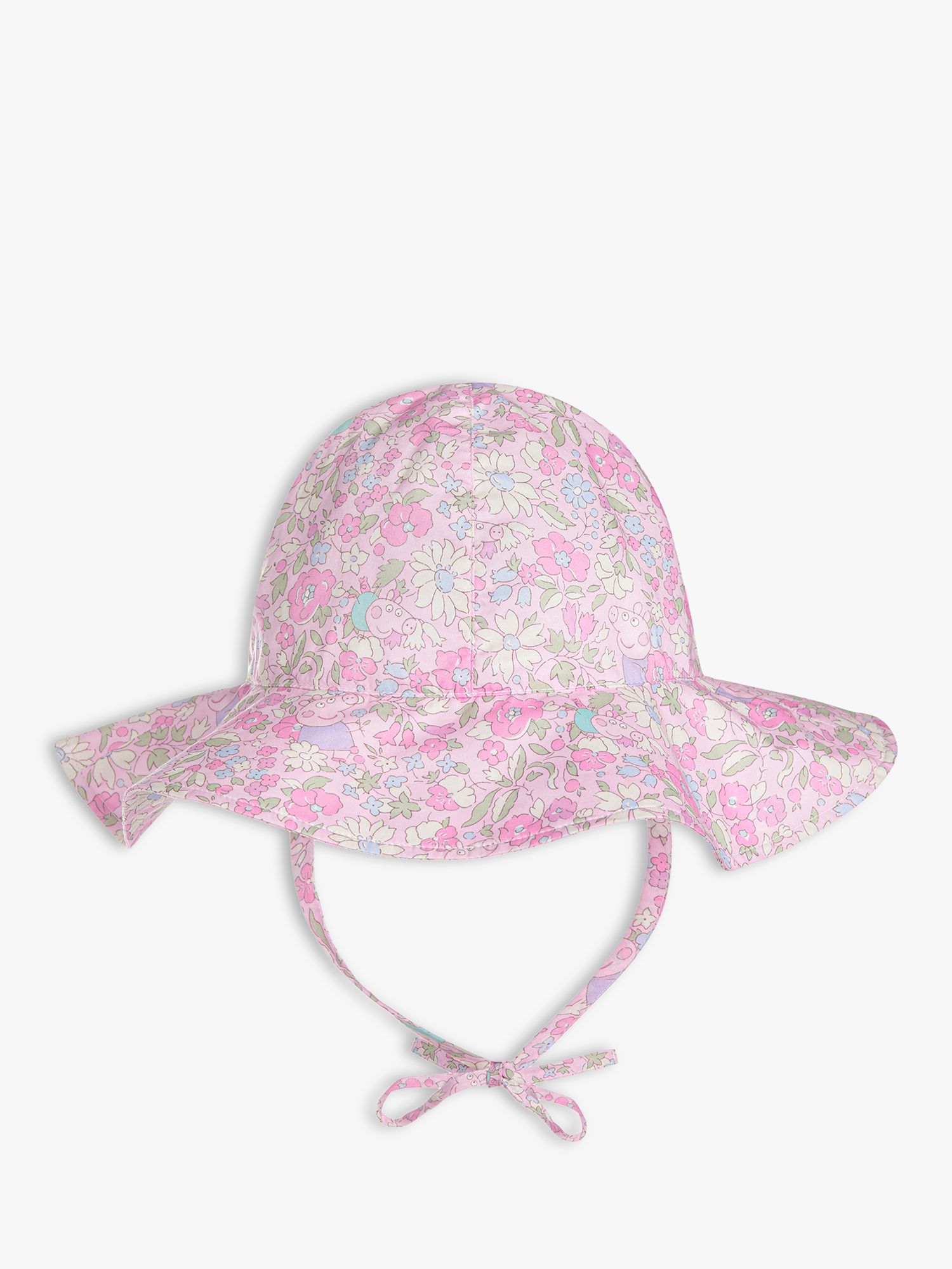 Trotters Kids' Peppa Pig Meadow Liberty Print Sun Hat, Pink, S