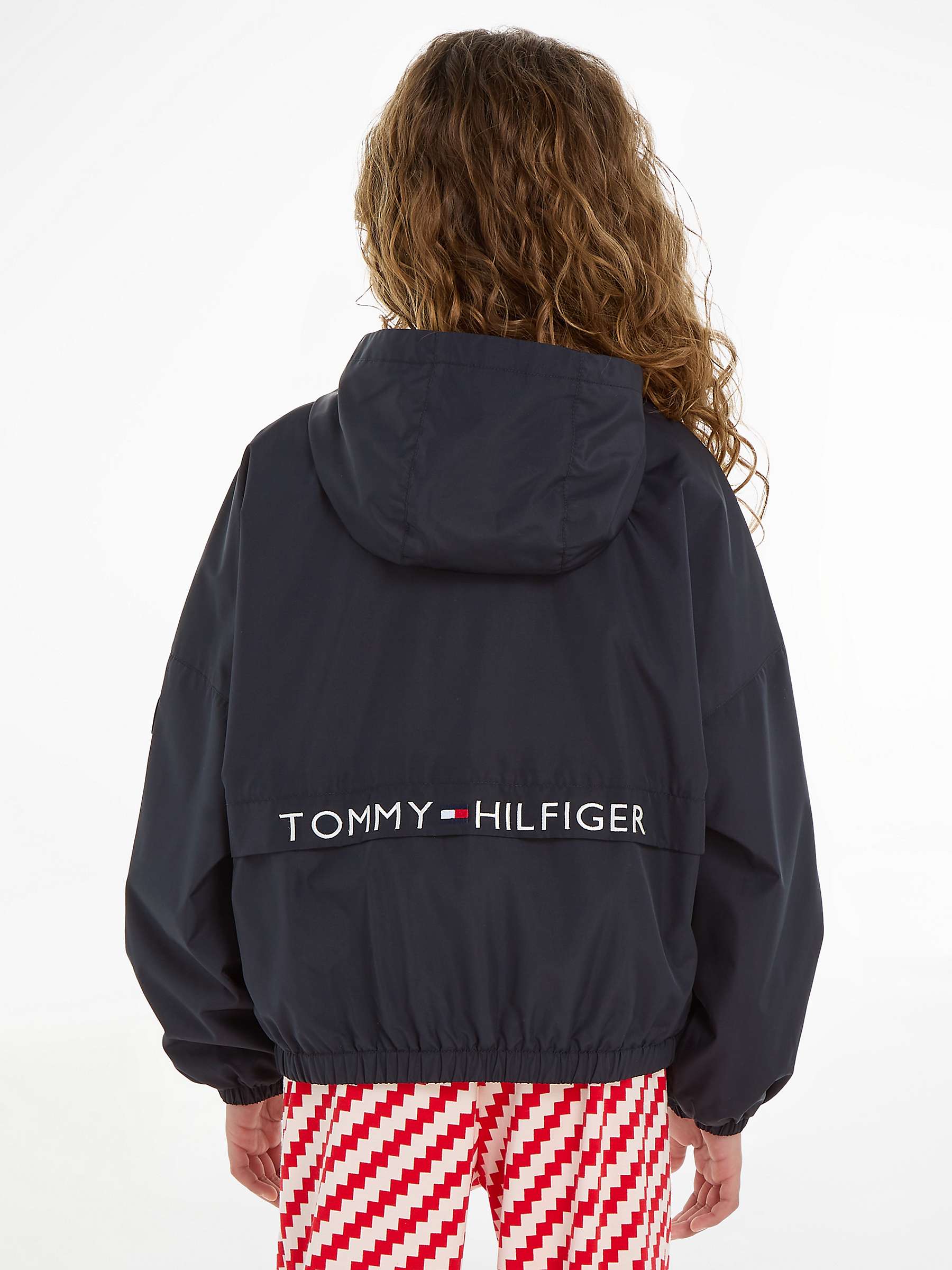 Buy Tommy Hilfiger Kids' Flag Essential Hooded Jacket, Desert Sky Online at johnlewis.com