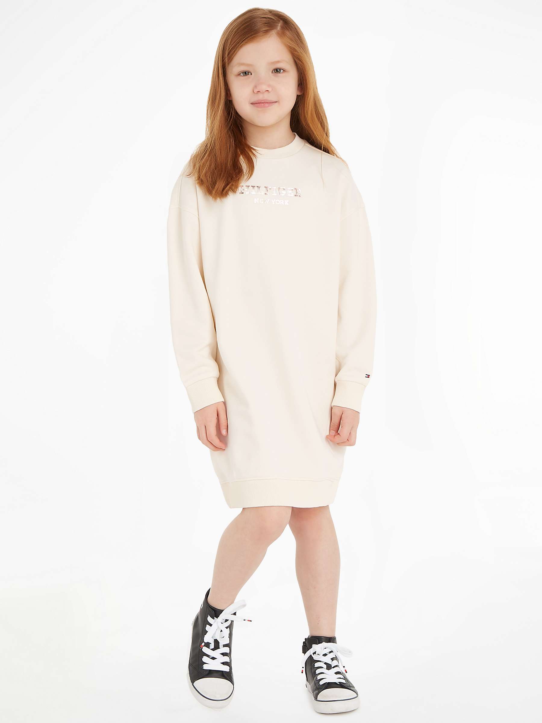 Buy Tommy Hilfiger Kids' Foil Monotype Logo Sweatshirt Dress, Calico Online at johnlewis.com
