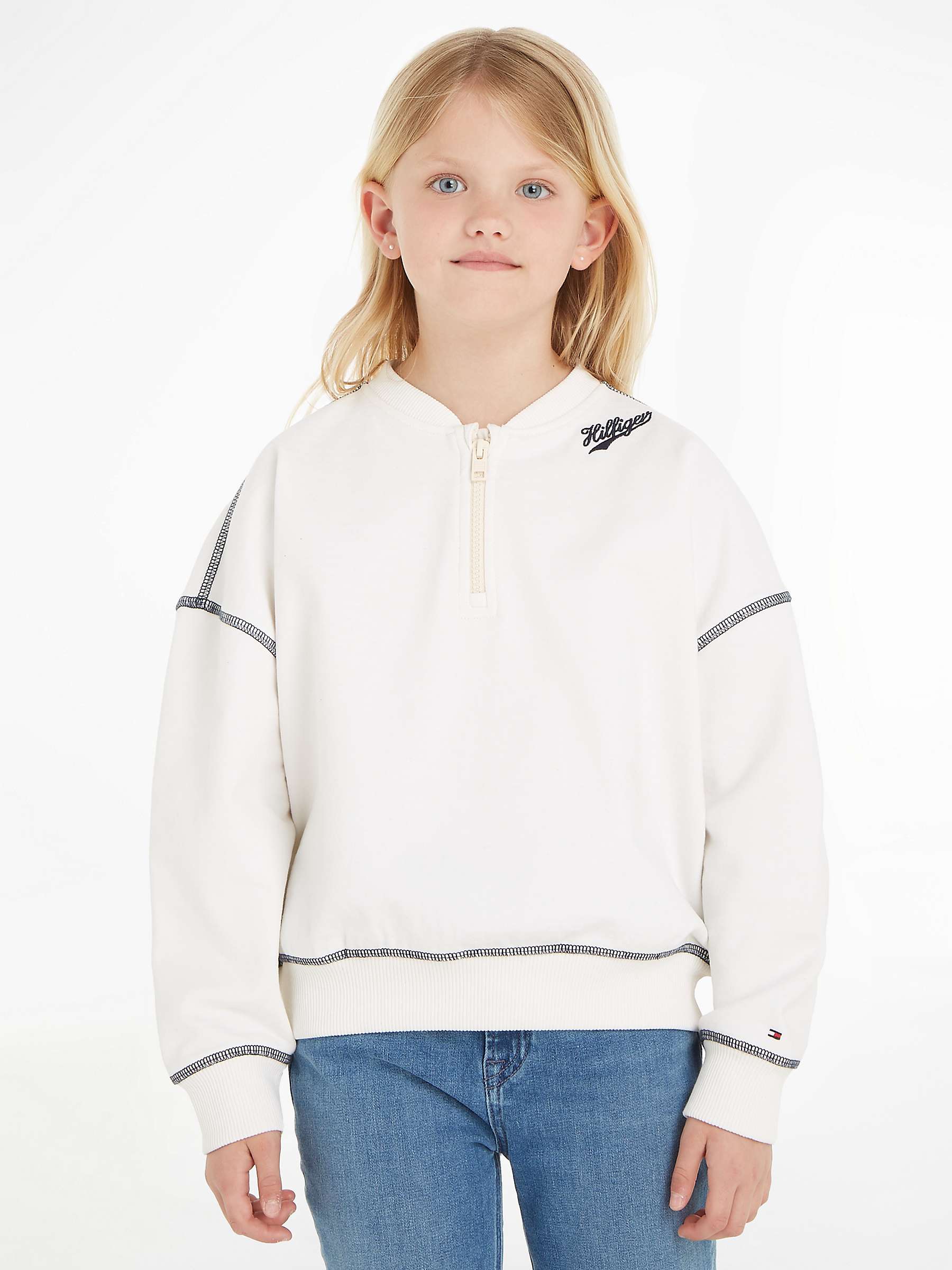 Buy Tommy Hilfiger Kids' Script Logo Oversized Varsity Sweatshirt, Calico Online at johnlewis.com
