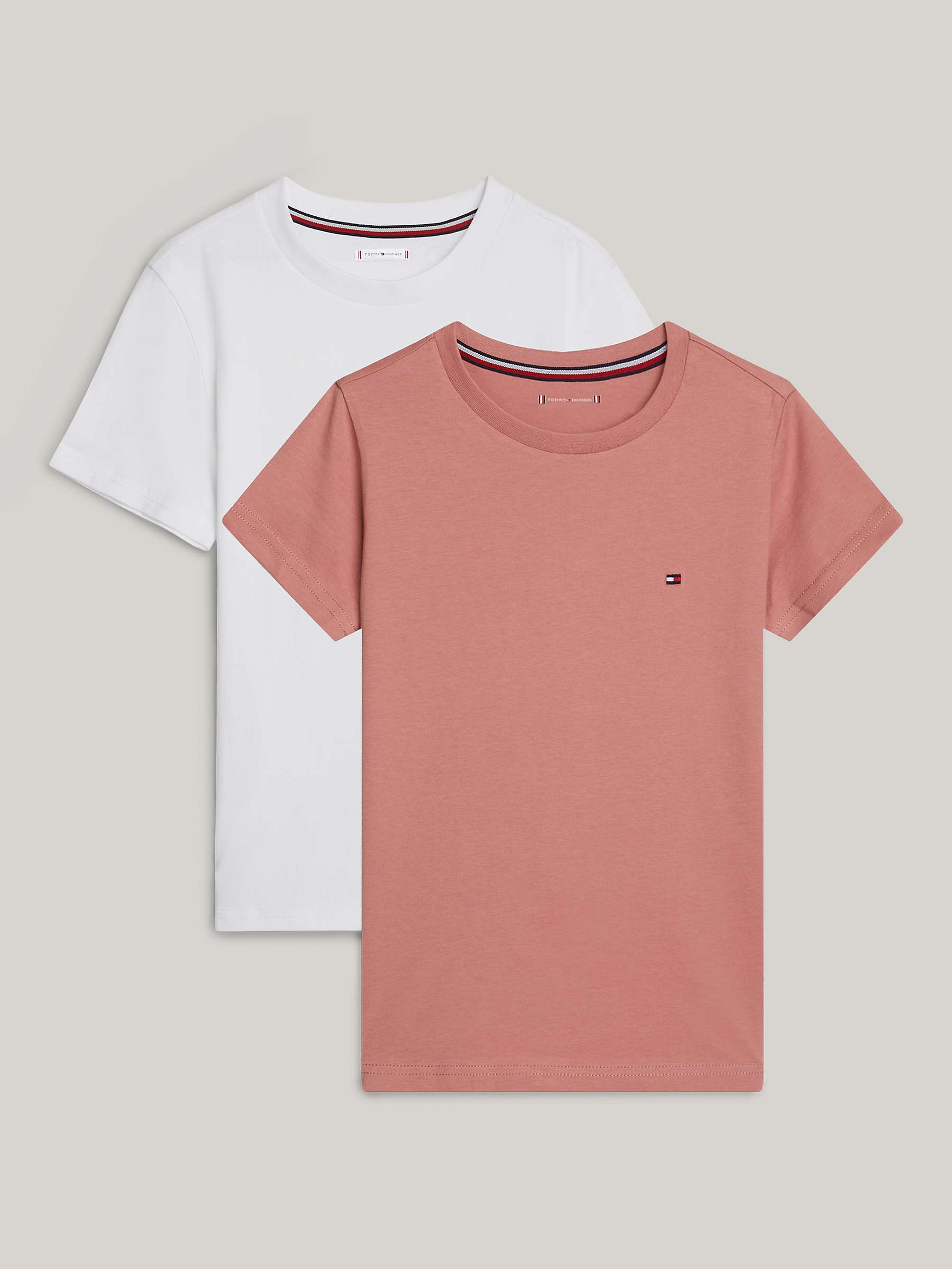 Buy Tommy Hilfiger Kids' Flag Logo T-Shirt, Pack Of 2, Pink/White Online at johnlewis.com