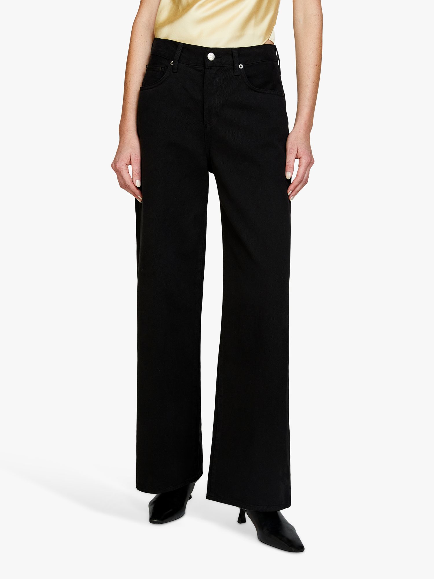 SISLEY Low Waist Wide Fit Jeans, Black, 30R