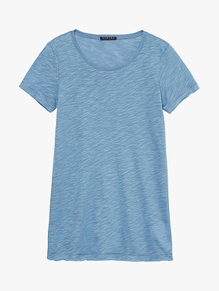 SISLEY Raw Cut Crew Neck Organic Cotton T-Shirt, Blue