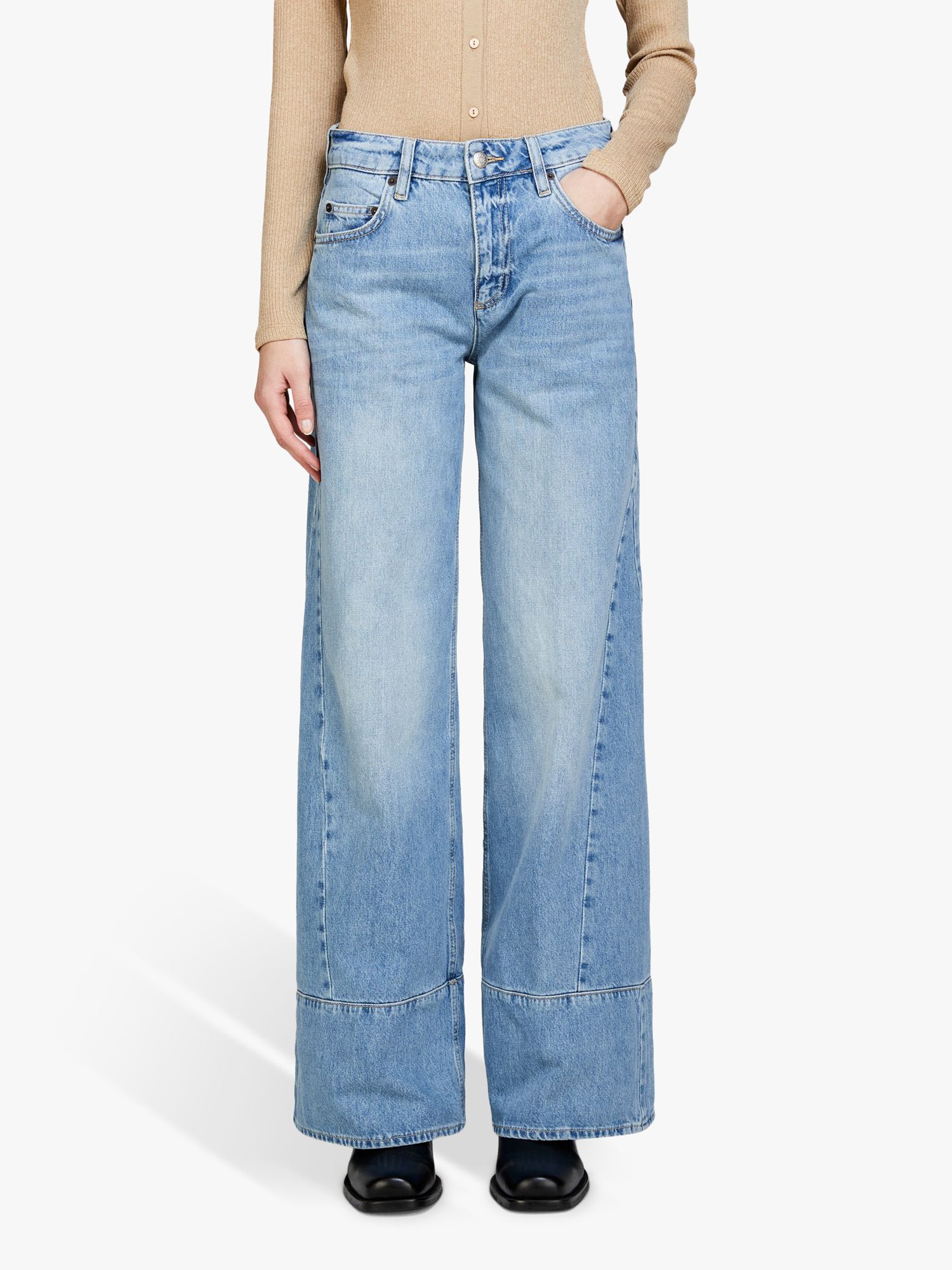 SISLEY Wide Leg Jeans, Blue Denim, 26R