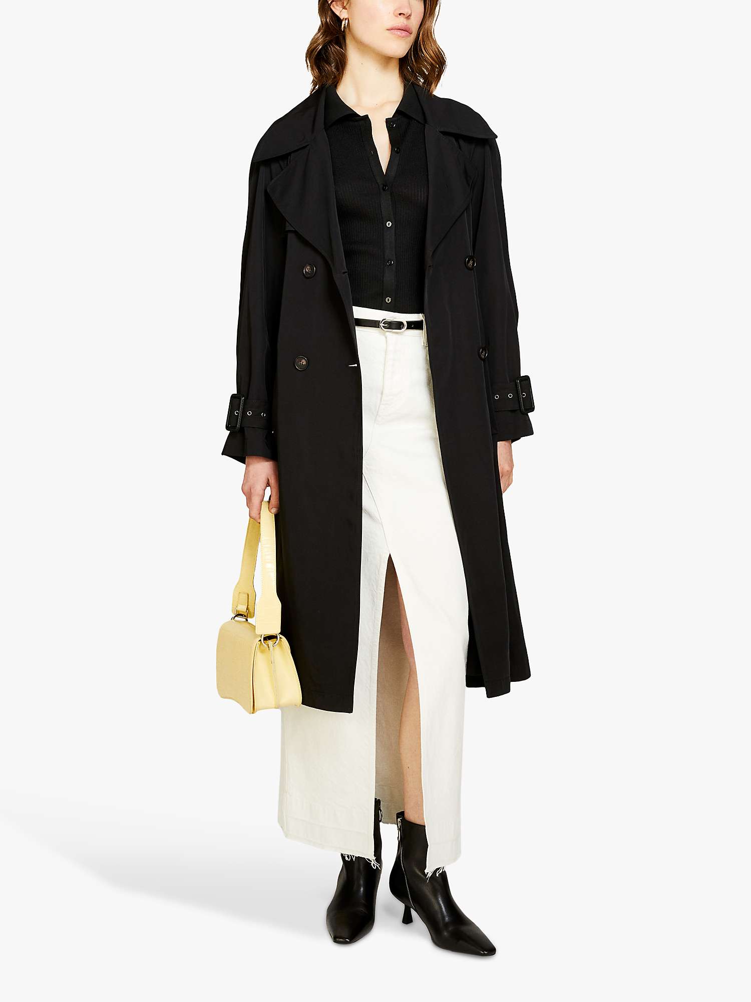 Buy SISLEY Glossy Double Breasted Trench Coat, Black Online at johnlewis.com