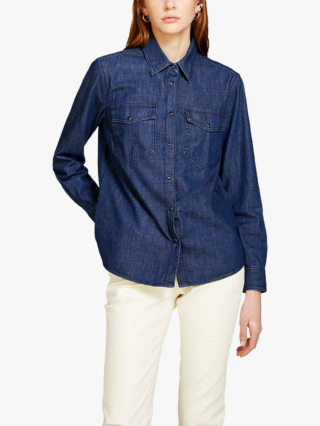 Sisley Comfort Fit Cotton Denim Shirt, Blue Denim