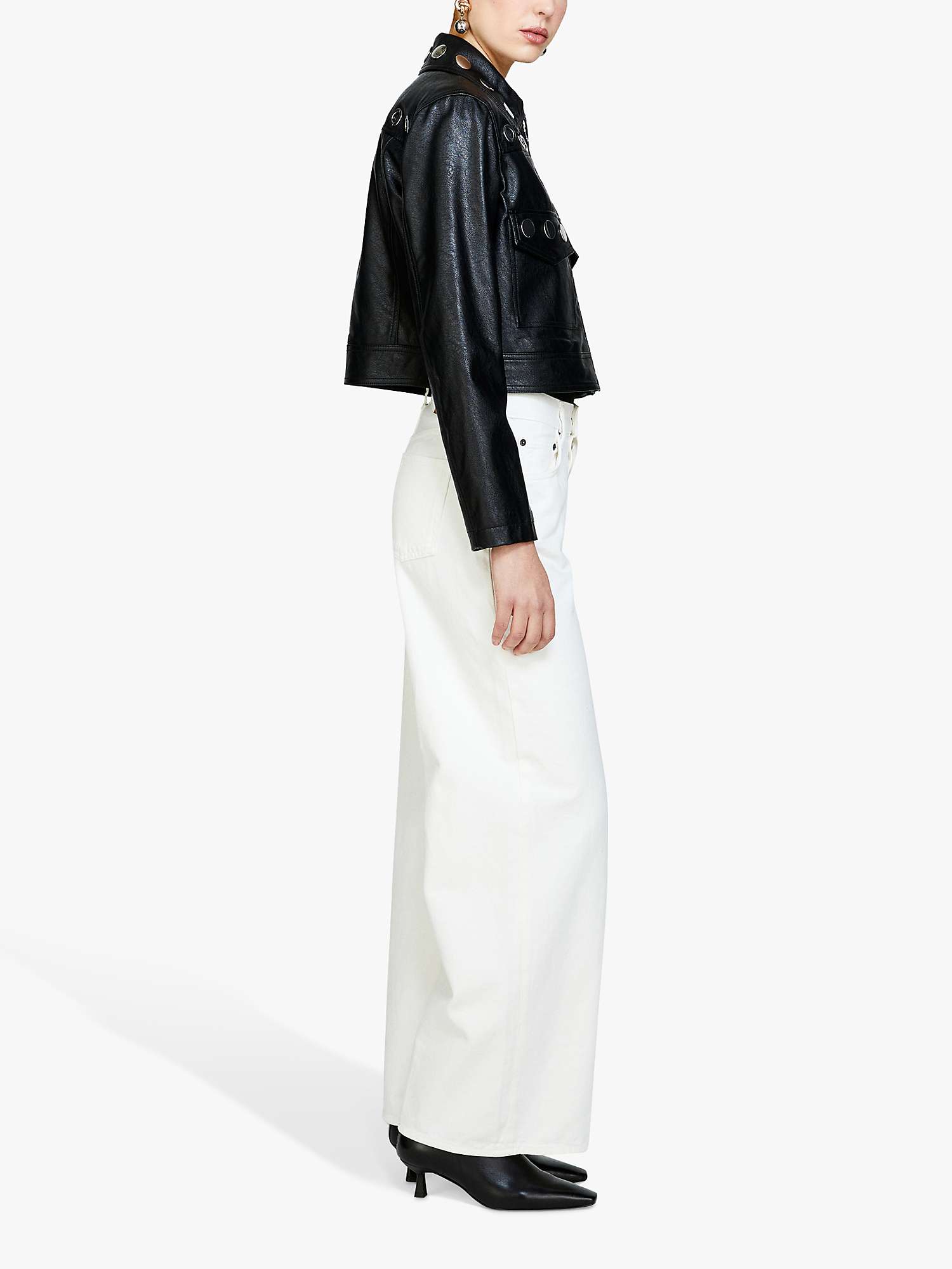 Buy SISLEY Low Waist Wide Fit Jeans, White Online at johnlewis.com