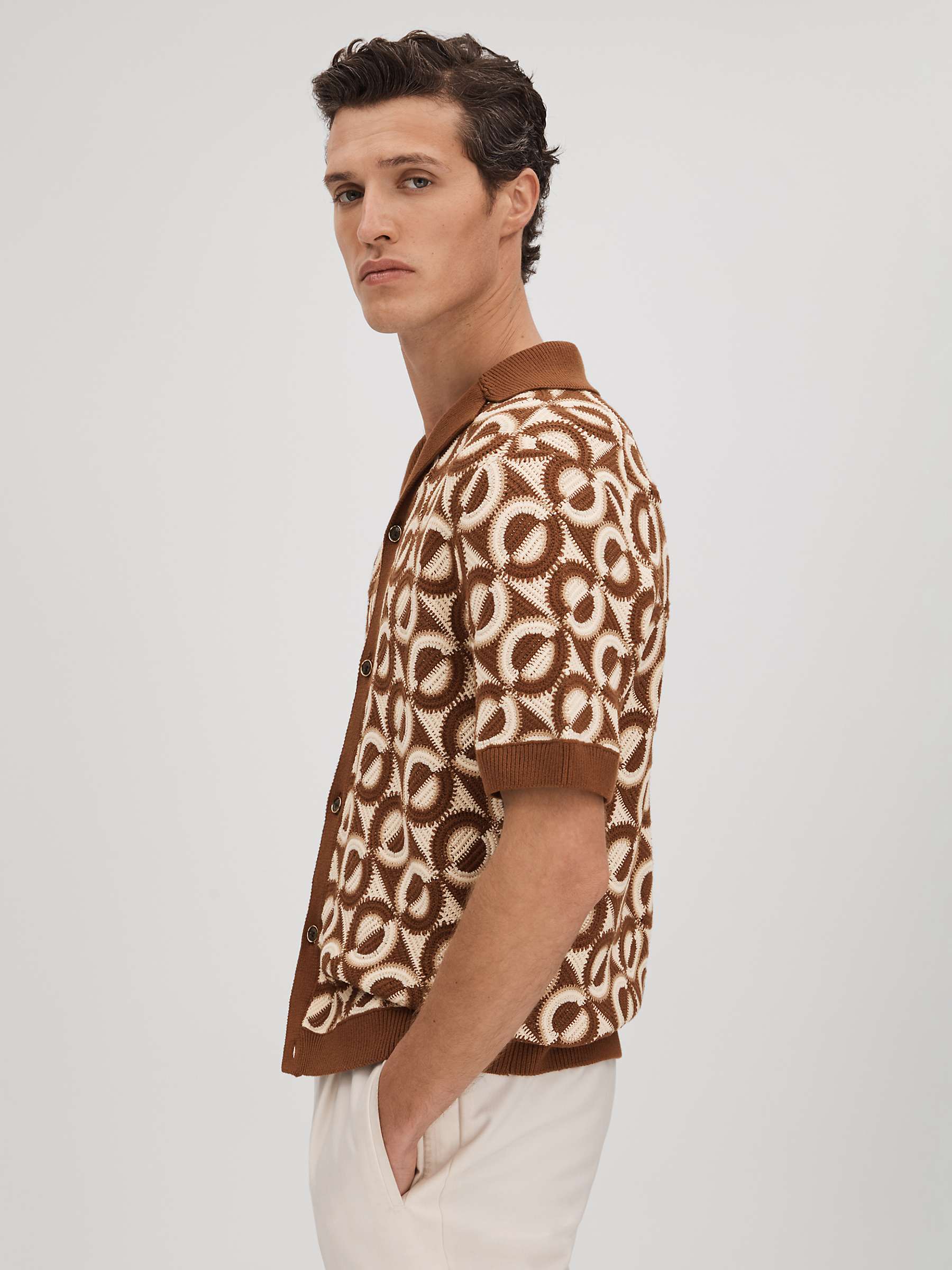 Buy Reiss Frenchie Cuban Collar Shirt, Tobacco Online at johnlewis.com