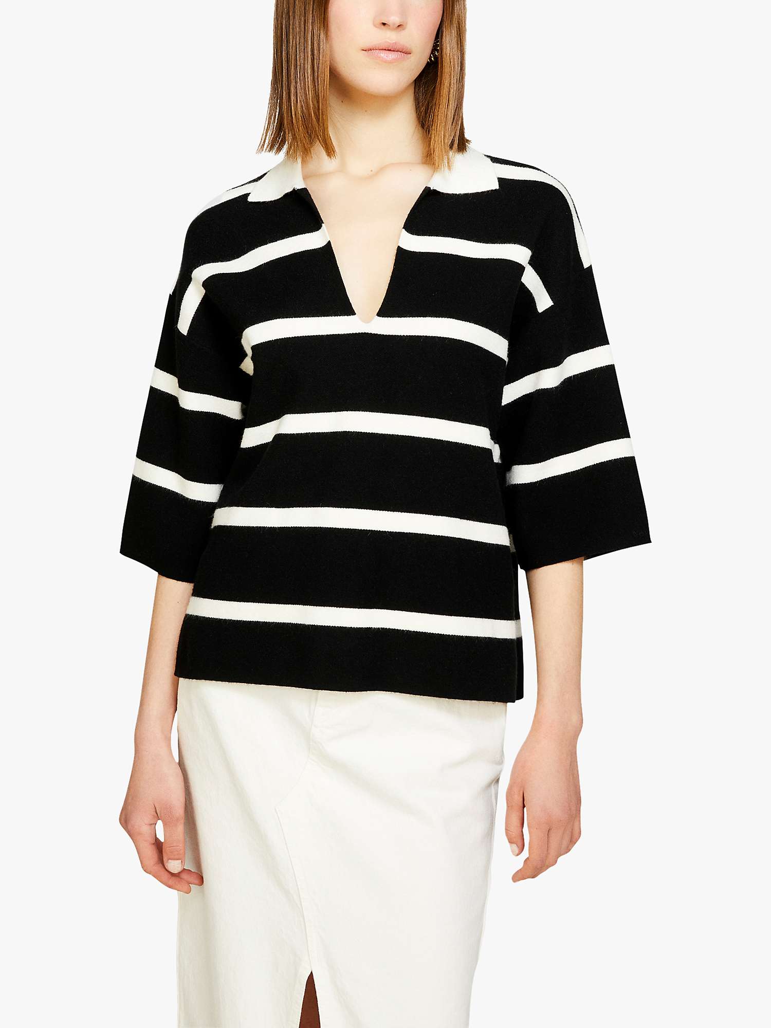 Buy SISLEY Striped Maxi Polo Shirt, Black Online at johnlewis.com