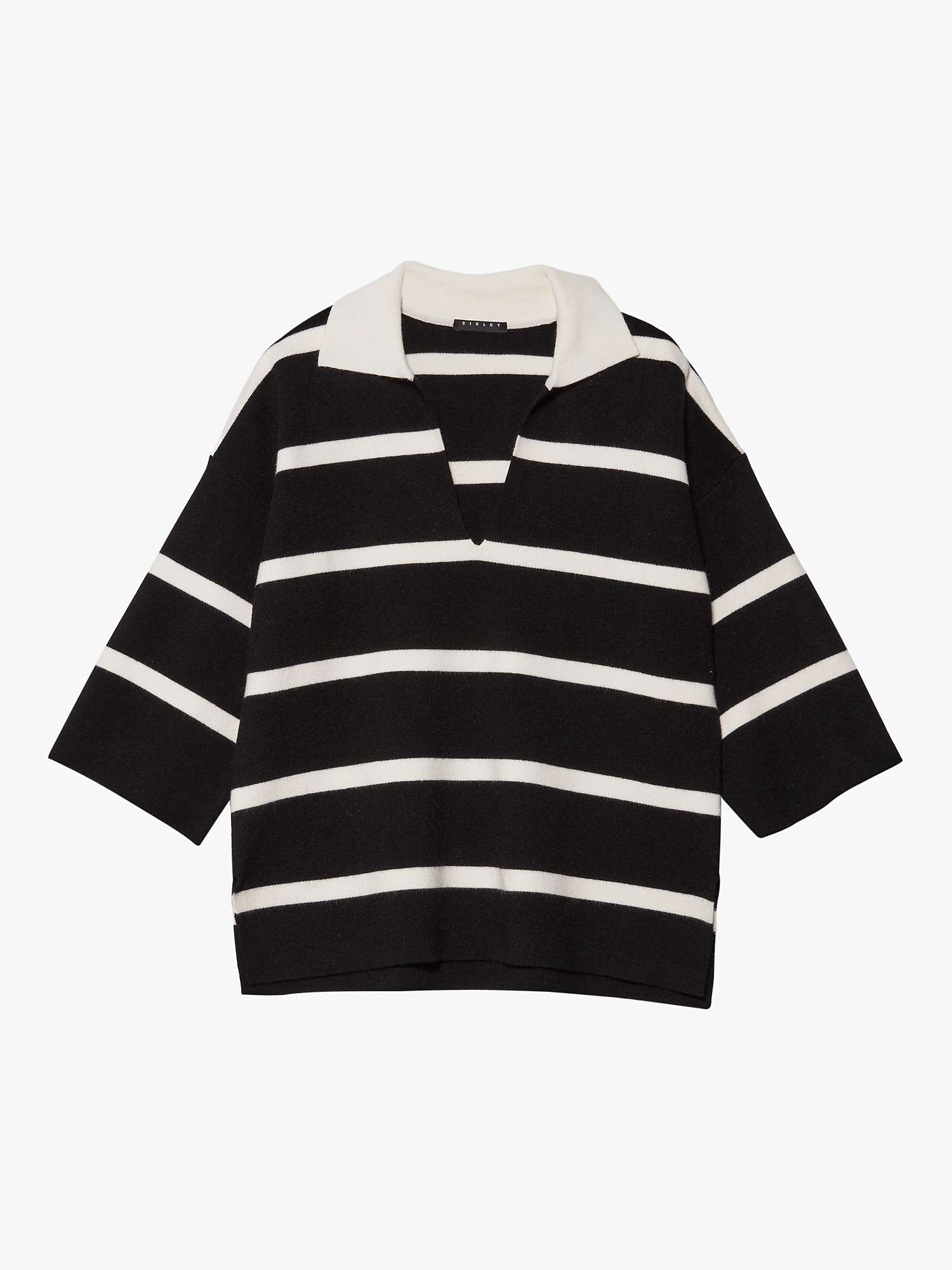 Buy SISLEY Striped Maxi Polo Shirt, Black Online at johnlewis.com