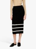 SISLEY Knit Midi Skirt, Black/White