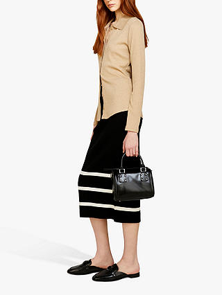 SISLEY Knit Midi Skirt, Black/White