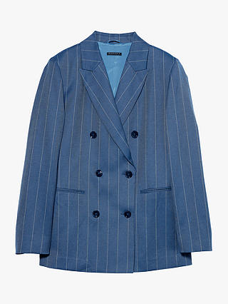 SISLEY Yarn-Dyed Twill Stripe Blazer, Blue