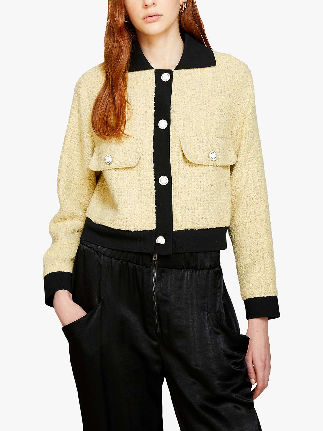 Buy SISLEY Bouclé Wool Jacket, Light Yellow/Black Online at johnlewis.com