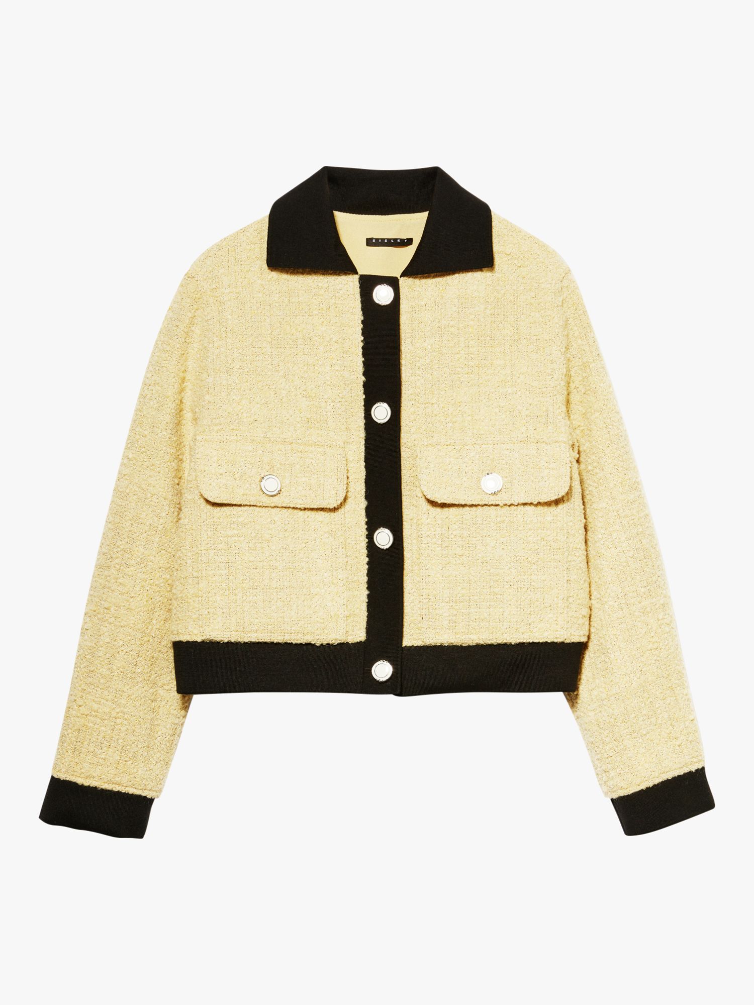 Buy SISLEY Bouclé Wool Jacket, Light Yellow/Black Online at johnlewis.com