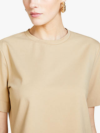 Sisley Boxy Fit Stretch Organic Cotton Blend T-Shirt, Beige
