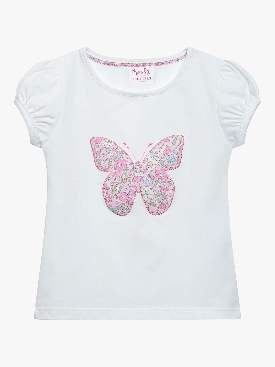 Buy Trotters Kids' Peppa Pig Meadow Liberty Print Butterfly Jersey Top, White/Pink Online at johnlewis.com