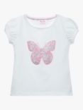 Trotters Kids' Peppa Pig Meadow Liberty Print Butterfly Jersey Top, White/Pink