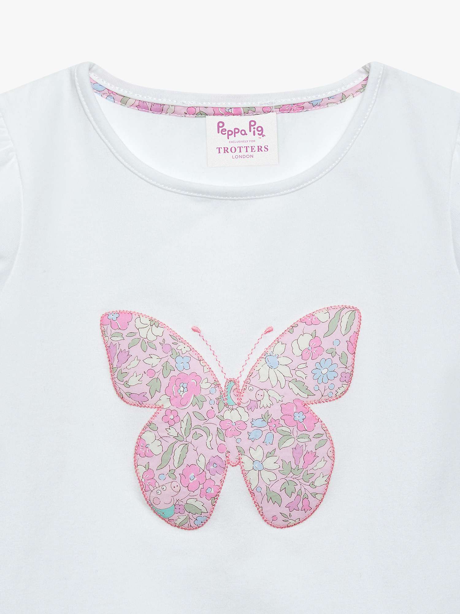 Buy Trotters Kids' Peppa Pig Meadow Liberty Print Butterfly Jersey Top, White/Pink Online at johnlewis.com