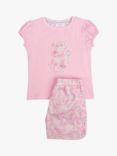 Trotters Kids' Peppa Pig Applique Shorts Pyjamas, Pink Peppa Meadow