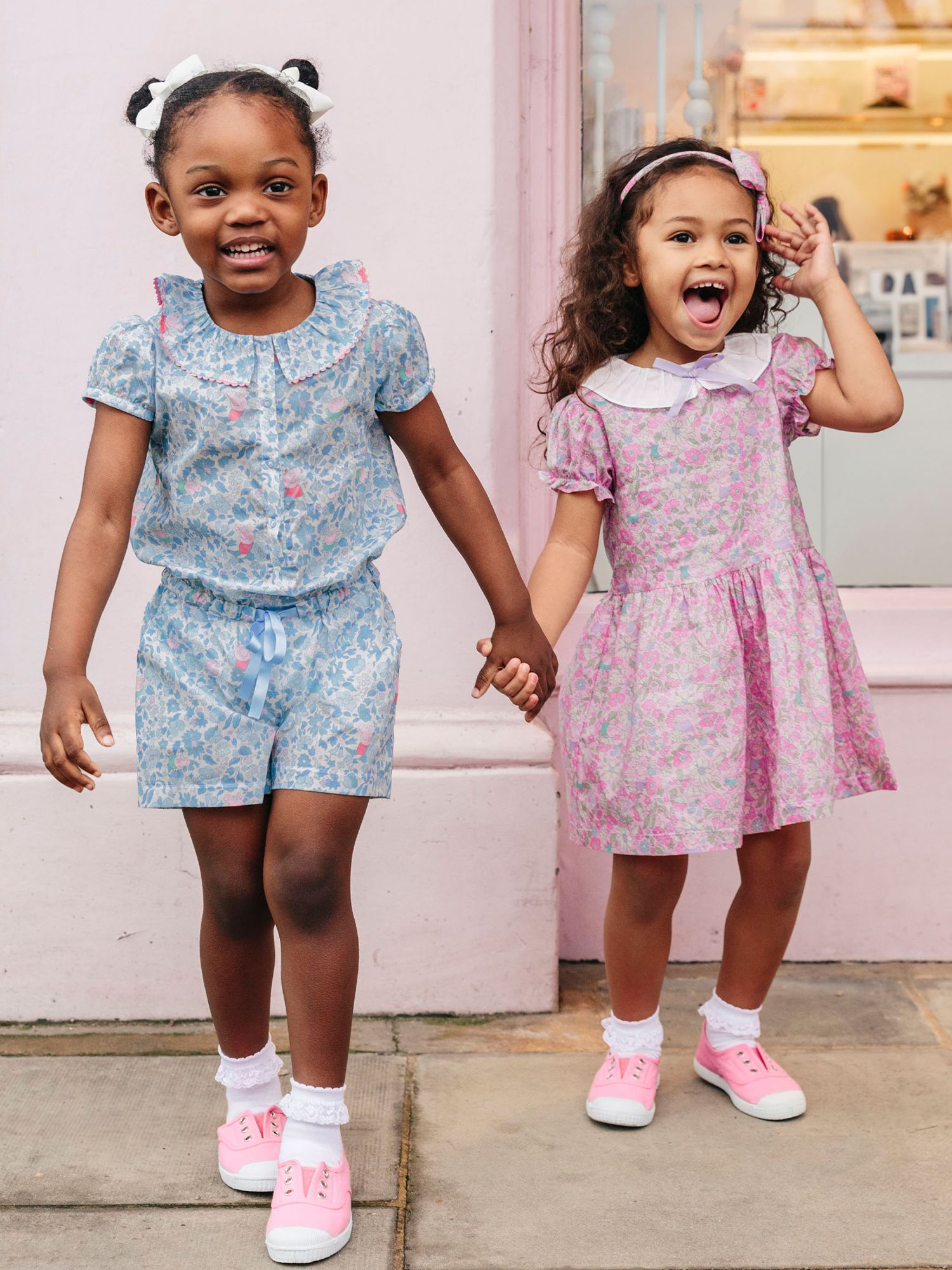 Buy Trotters Kids' Peppa Meadow Liberty Print Collar Dress, Pink/Multi Online at johnlewis.com