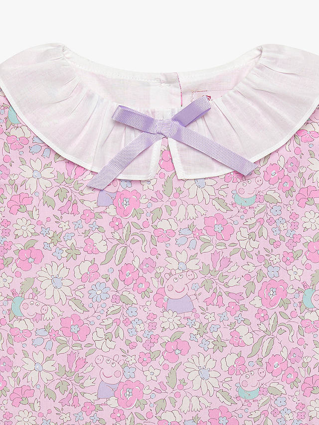 Trotters Kids' Peppa Meadow Liberty Print Collar Dress, Pink/Multi