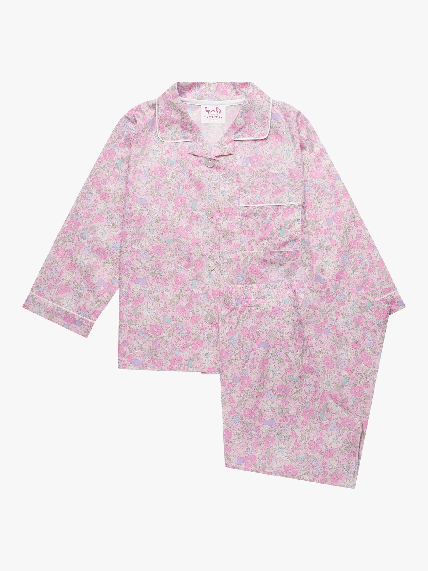 Trotters Kids' Peppa Pig Pyjamas, Pink Meadow at John Lewis & Partners