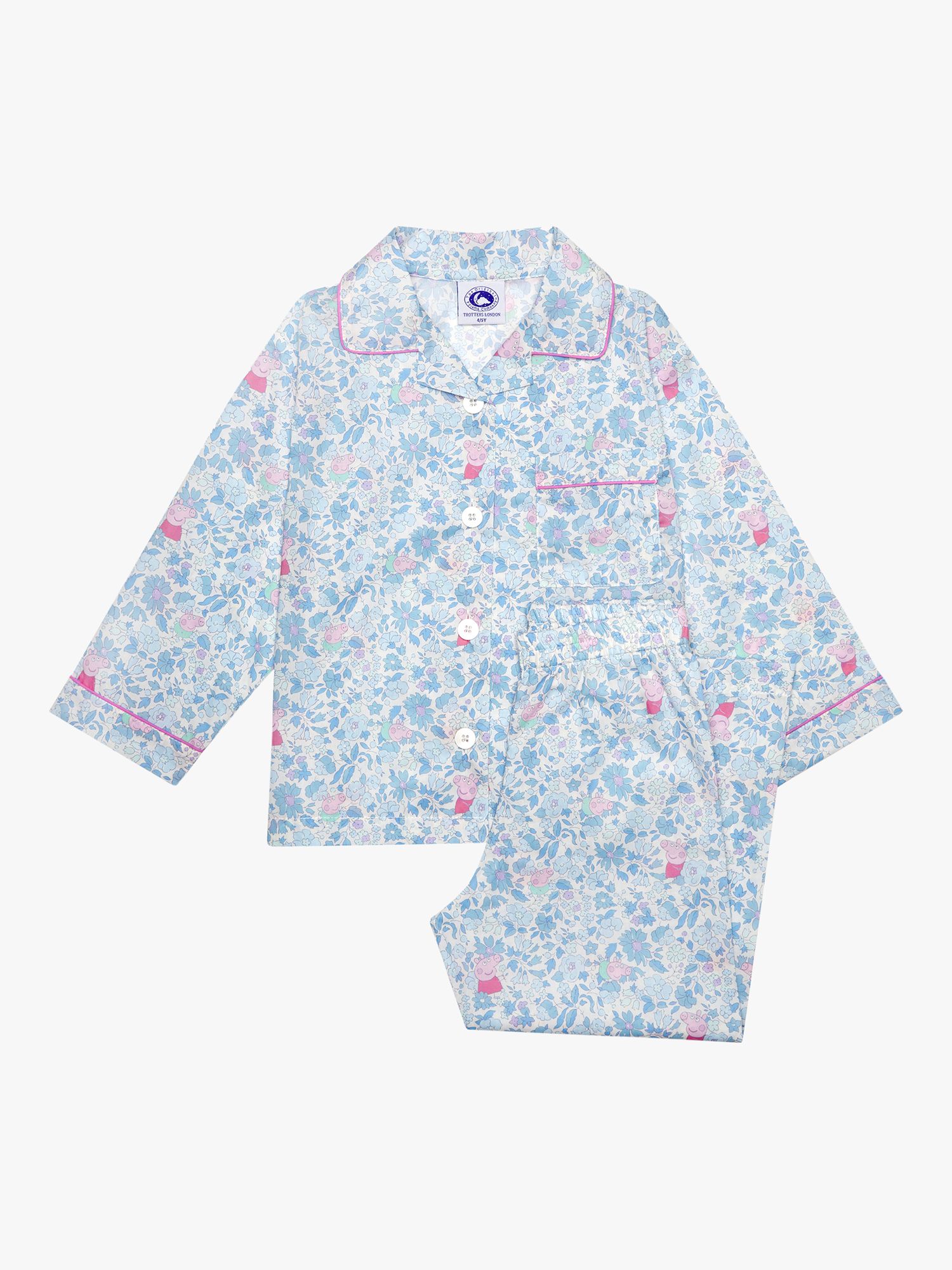 Trotters Kids' Peppa Pig Pyjamas, Blue Meadow at John Lewis & Partners