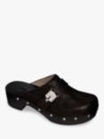 Scholl Pescura Leather & Wood Clog, Black