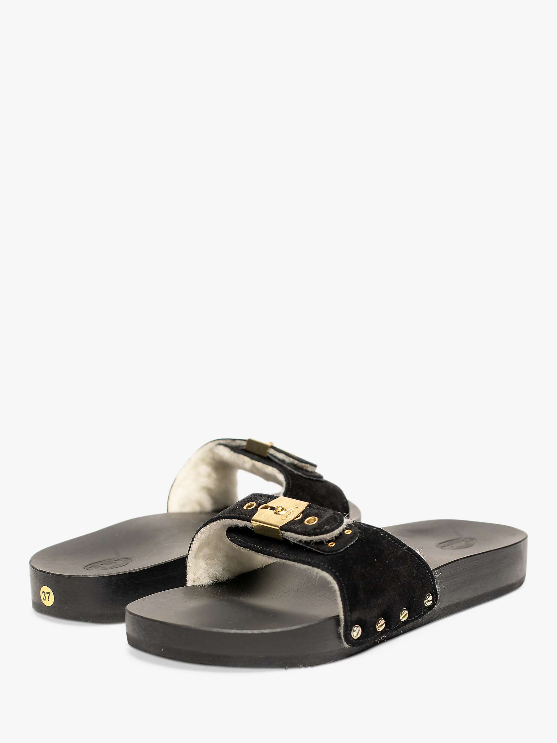 Buy Scholl Pescura Suede Wool-Lined Sandals, Black Online at johnlewis.com