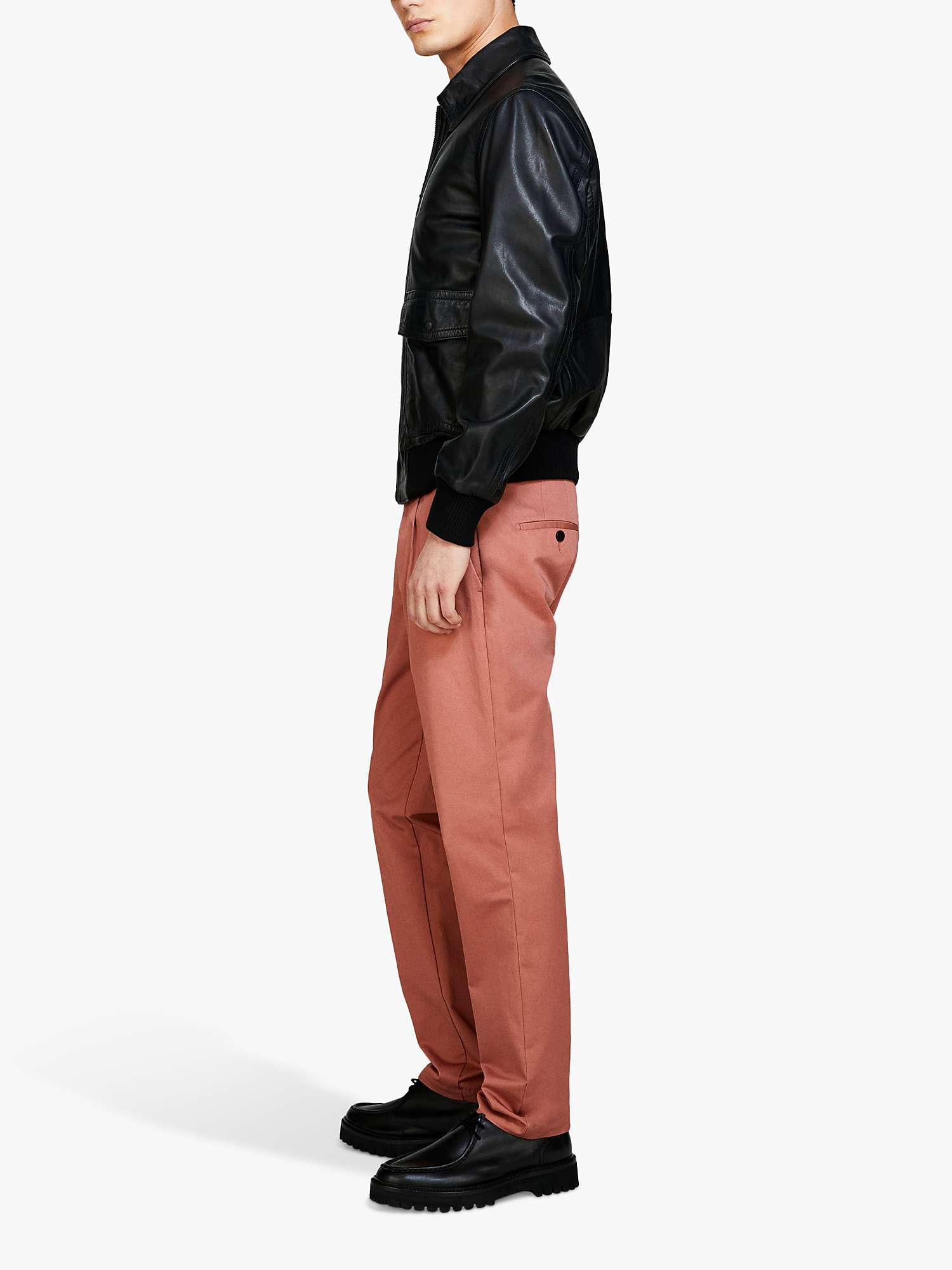 Buy SISLEY Leather Slim Comfort Jacket, Black Online at johnlewis.com