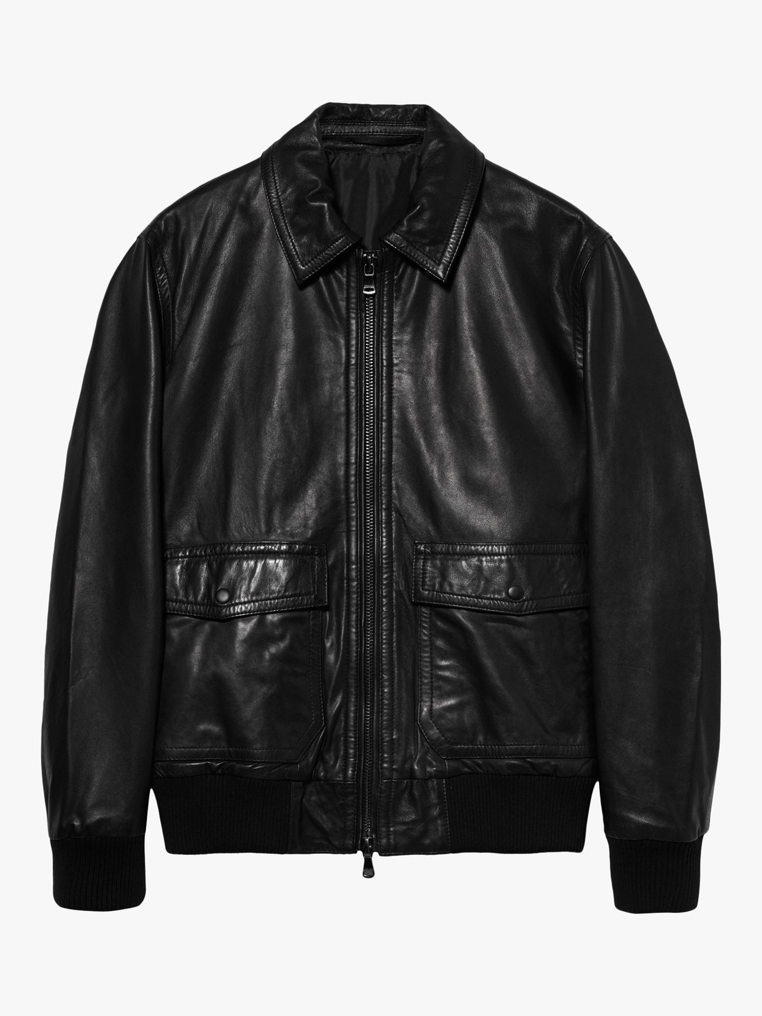 SISLEY Leather Slim Comfort Jacket, Black, 46