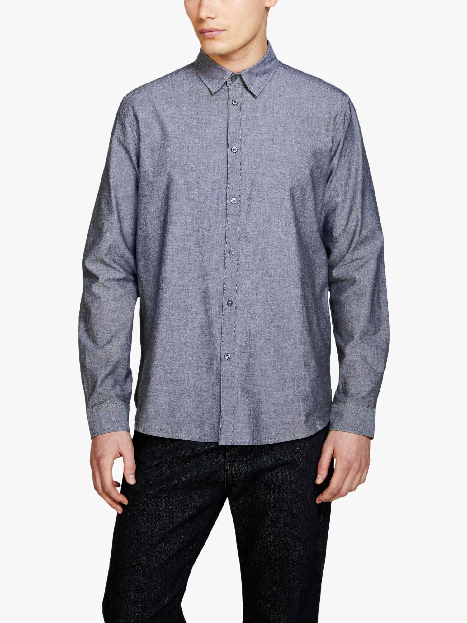 SISLEY Slim Fit Oxford Cotton Shirt, Grey, 15.5