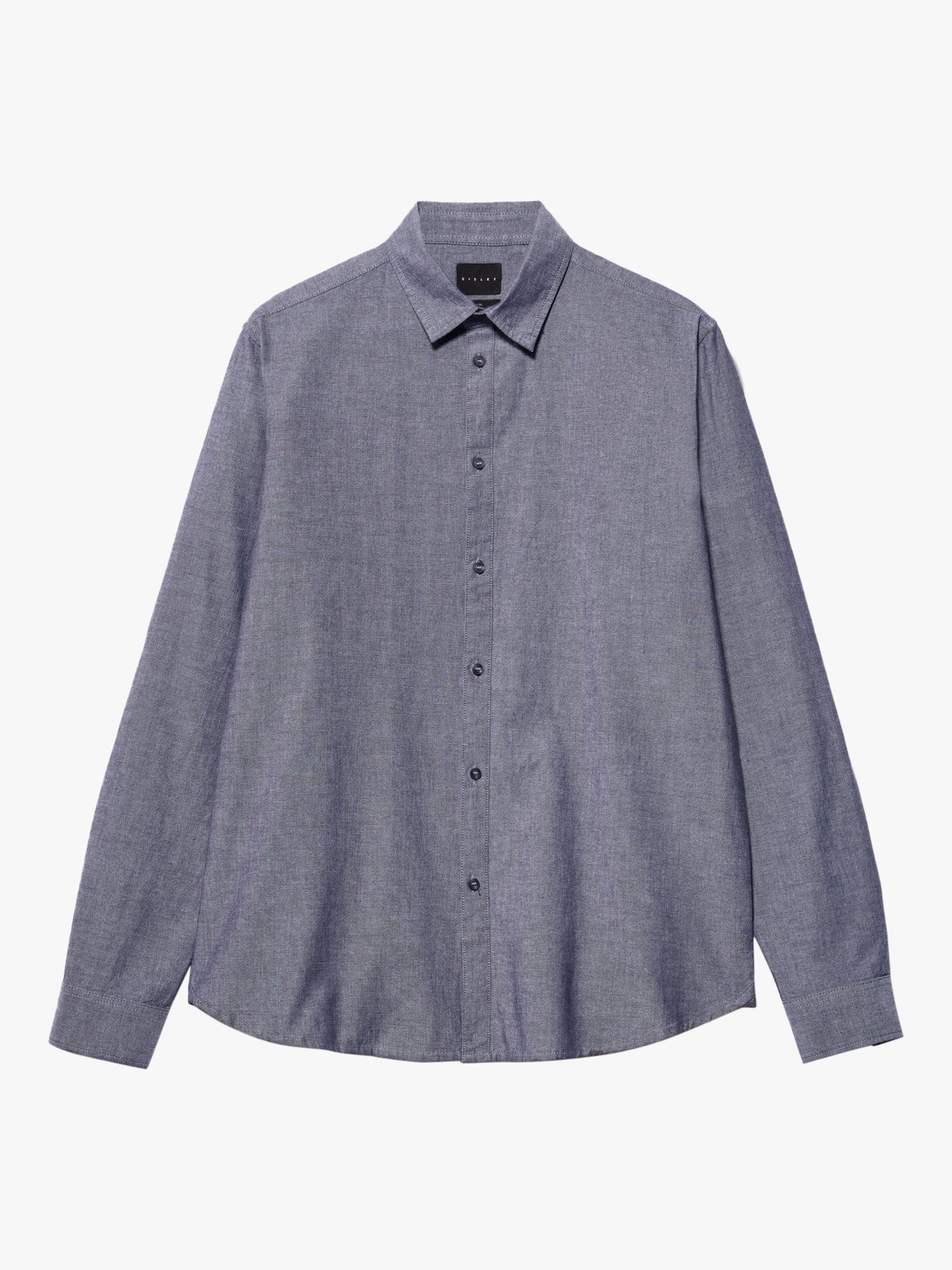 SISLEY Slim Fit Oxford Cotton Shirt, Grey, 15.5