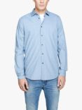 SISLEY Subtle Print Cotton Poplin Shirt, Blue